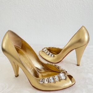 Casadei gold embellished pumps